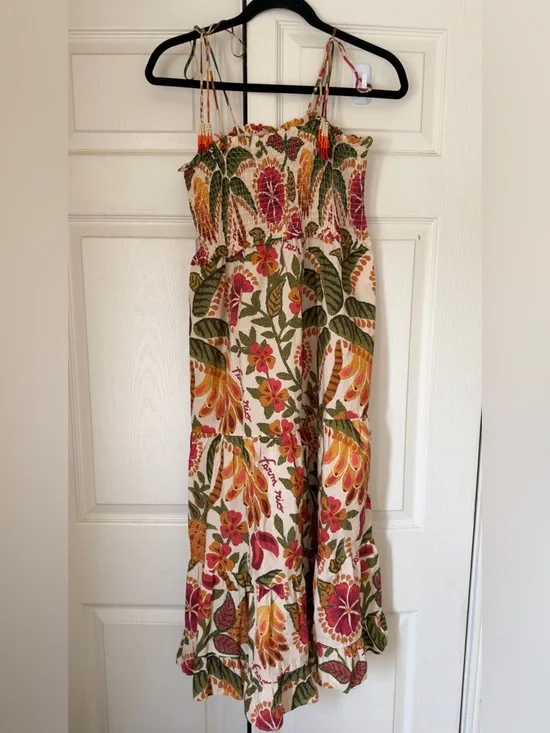 FARM Rio Orange Floral Maxi Dress with Tie Straps - Picture 4 of 5